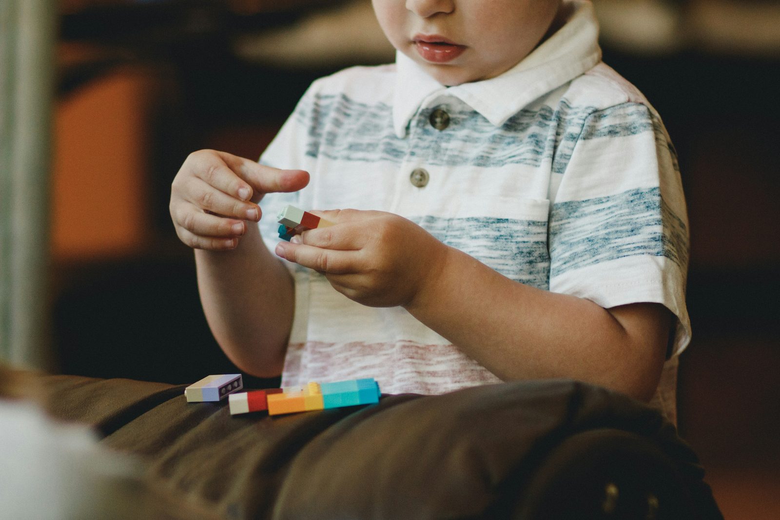 A participant building with blocks