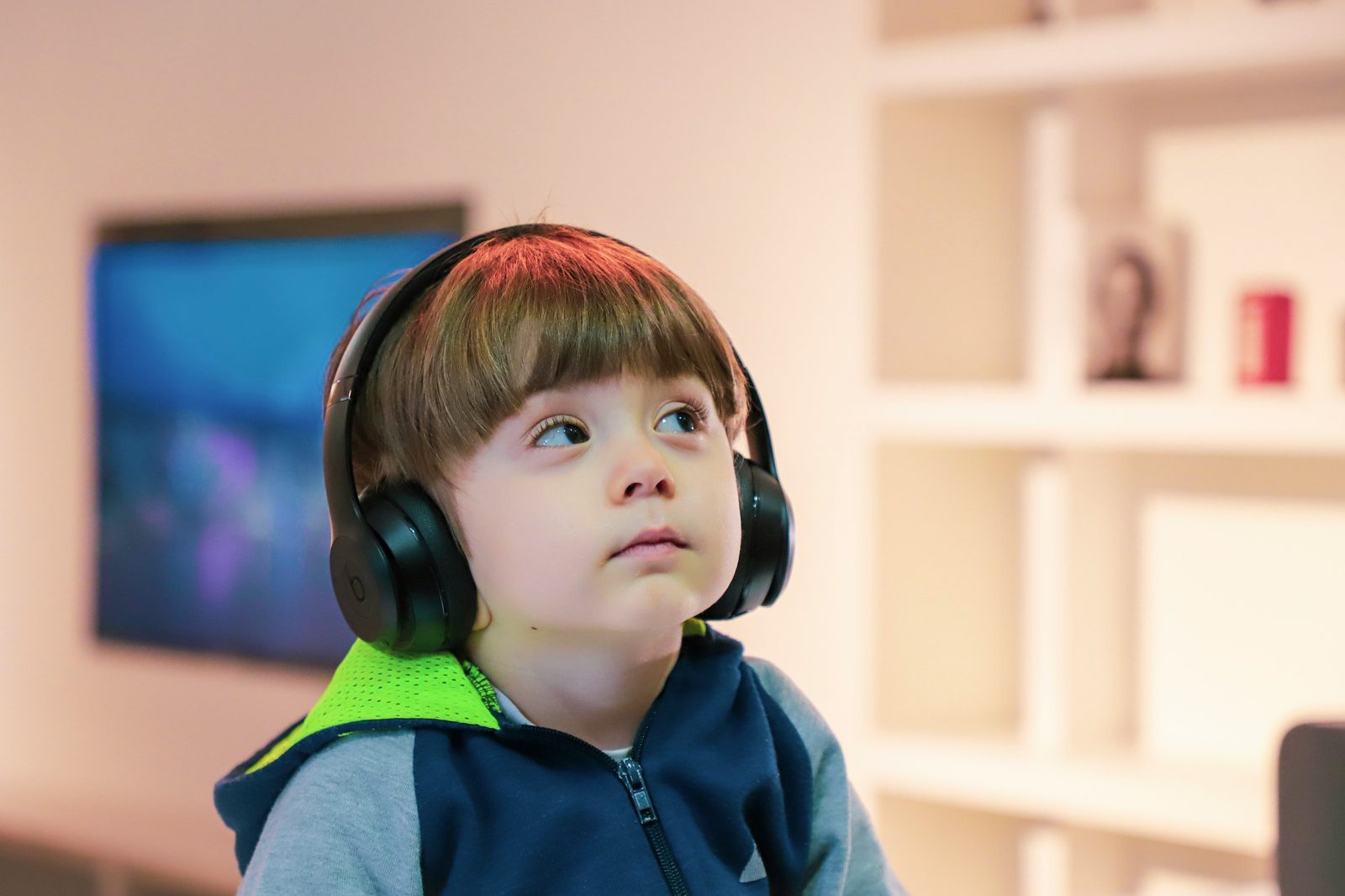 A young participant listening to music